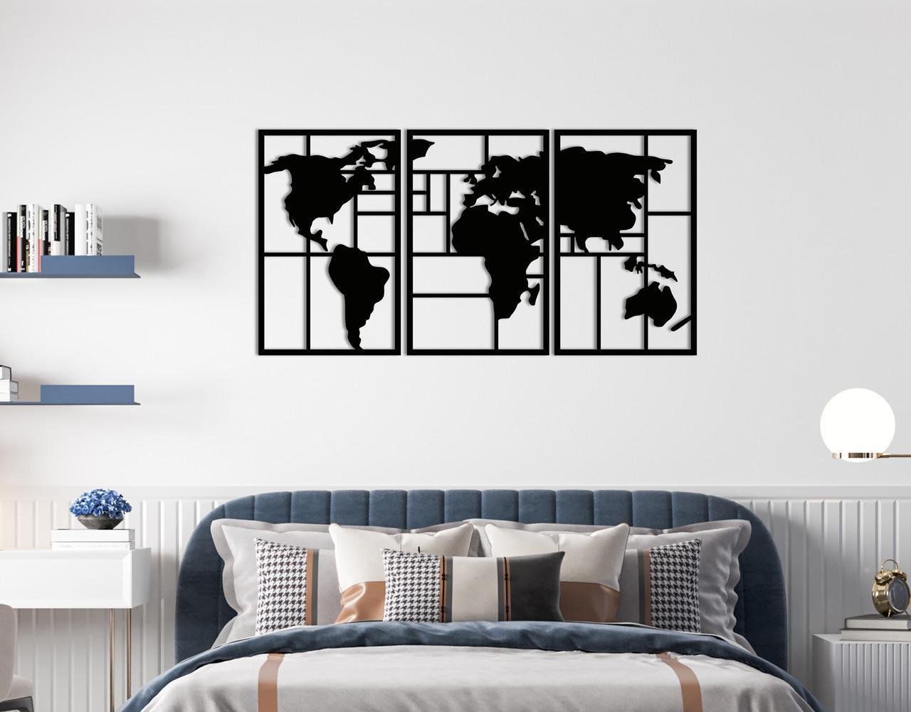 Декоративне панно на стіну Upwood Decor Worldmap 77,3х150 см Black (1559644292)