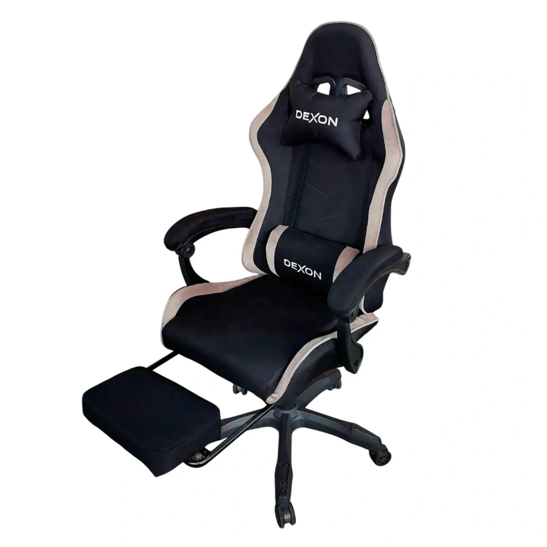Геймерское кресло DEXON ONYX с подставкой для ног из ткани/велюровые вставки Cofee (40290)
