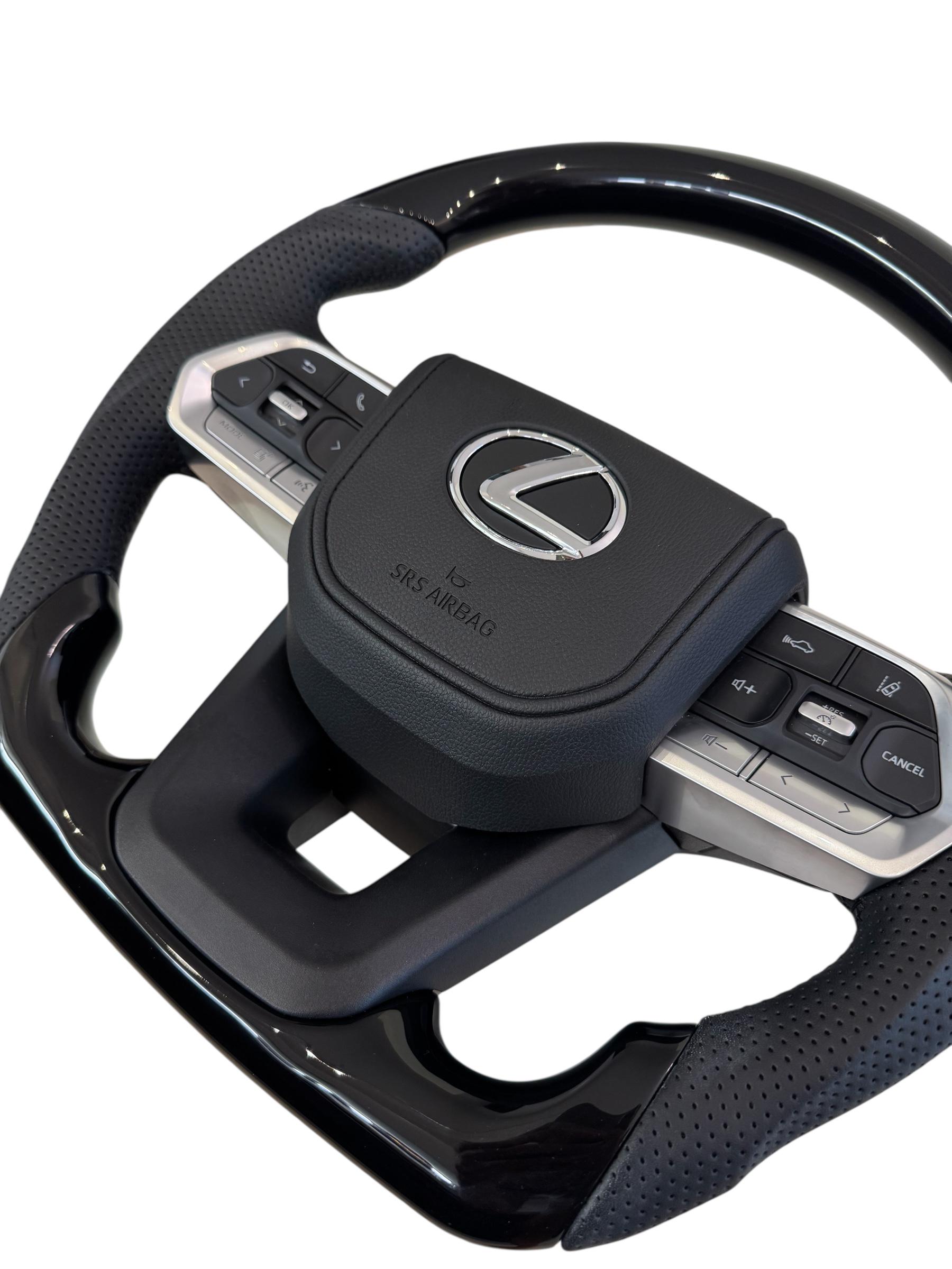 Руль для Lexus LX470/GX470 рояльный лак со скошенным низом логотип и кнопки хром (28923161) - фото 4 Руль для Lexus LX470/GX470 рояльный лак со скошенным низом логотип и кнопки хром (28923161) - фото 4