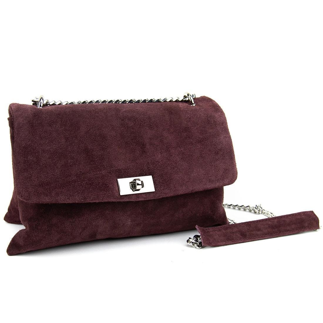 Женская сумка кросс-боди Royal Bag F-IT-8545BO замшевая на цепочке Бордовый (8088) - фото 3 Женская сумка кросс-боди Royal Bag F-IT-8545BO замшевая на цепочке Бордовый (8088) - фото 3