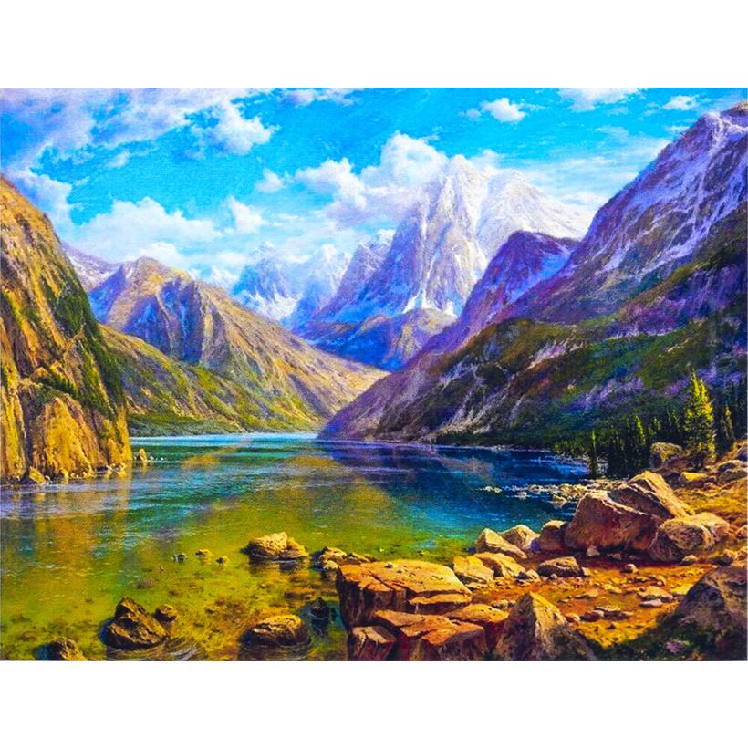 Алмазная мозаика Горы на подрамнике с декоративной рамкой 40х50 см (GLE72938)