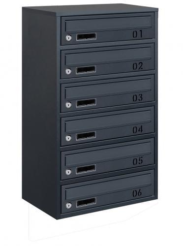 Почтовый ящик Галиндустрия Е2-06-B металлический многосекционный на 6 квартир Антрацитовый (132-119-000004775)