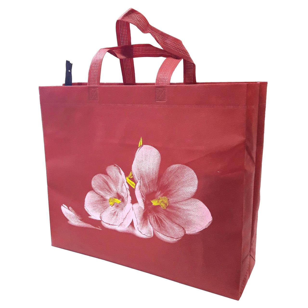 Сумка-шоппер ECOBag №22 Цветок на молнии 37х32х12 см Красный (204807-229)