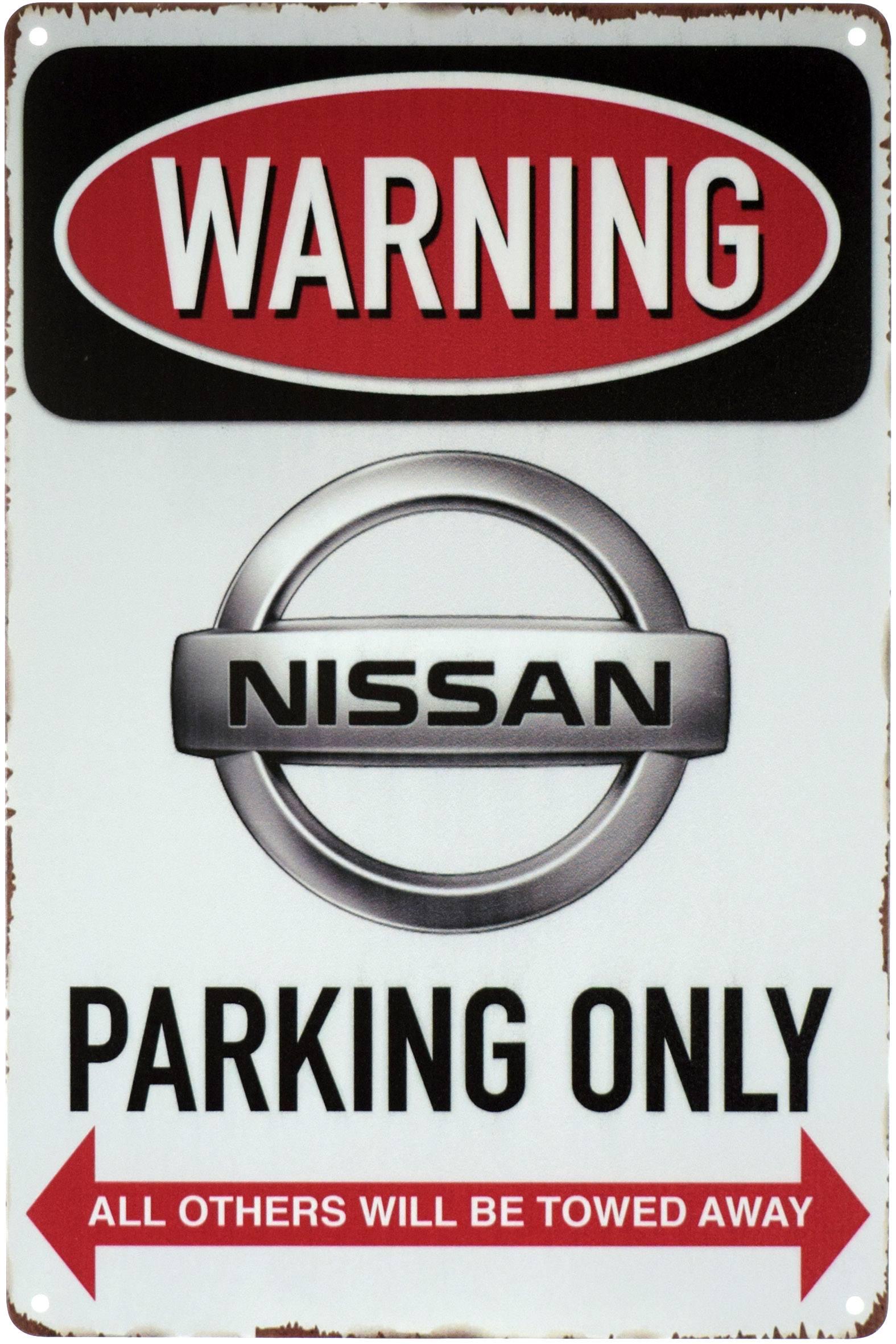 Табличка металлическая Внимание! Парковка Только Для Ниссан/Warning! Nissan Parking Only 20x30 см