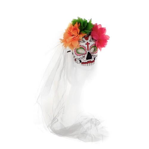 Маска Dia de Los Muertos с фатой Seta Decor 19-900GR-PN