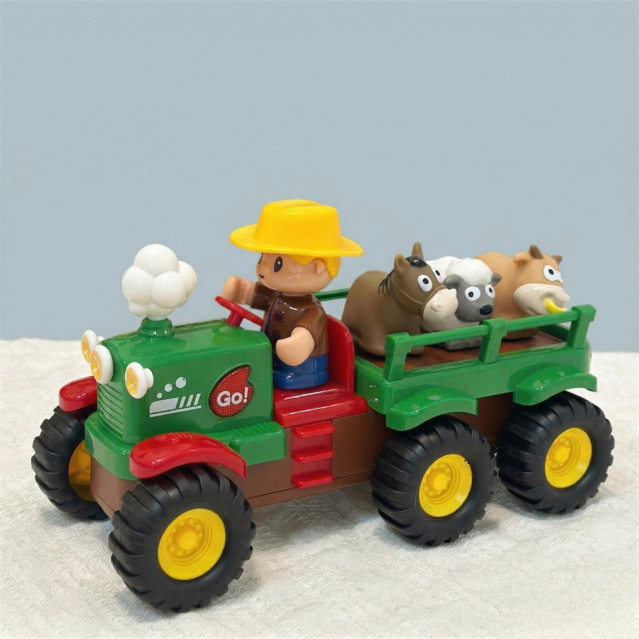 Игрушечный трактор интерактивный музыкальный Веселая ферма Five Star Toys с фигурками животных и фермером (86466)