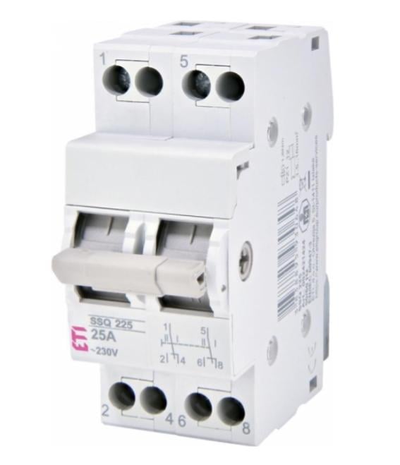 Перемикач навантаження модульний ETI SSQ 225 1-0-2 25А 230V IP20 (2421424)