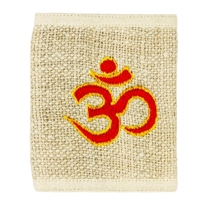 Кошелек конопляный Вышивка Ом 12,5х10,5х2 см Белый (27648)