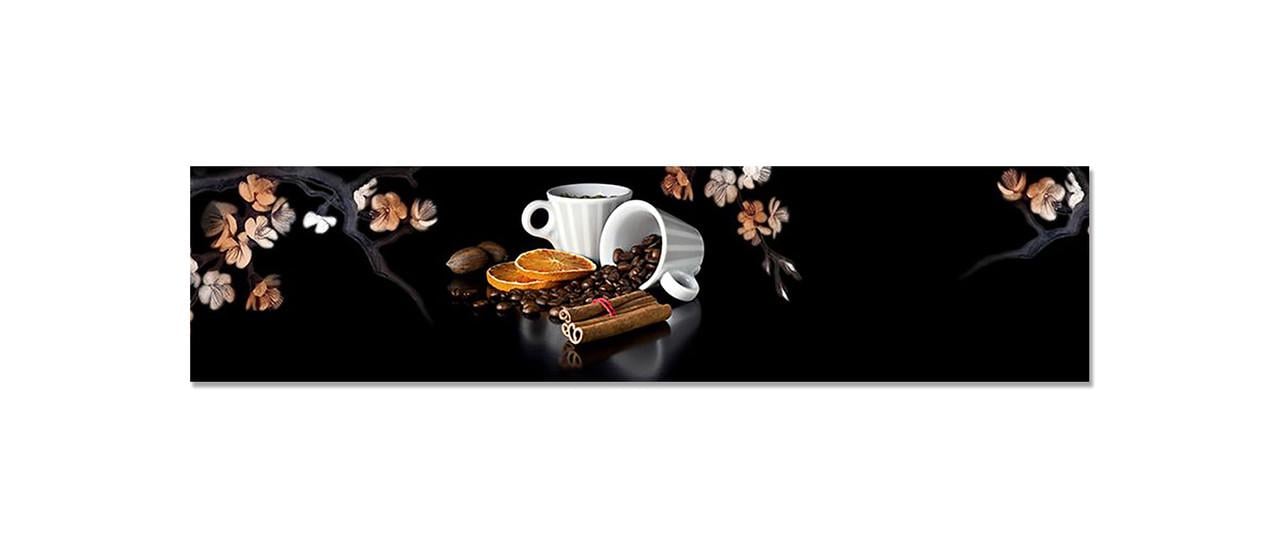 Кухонный фартук Ароматный кофе из самоклеющейся виниловой пленки 60х250 см Черный