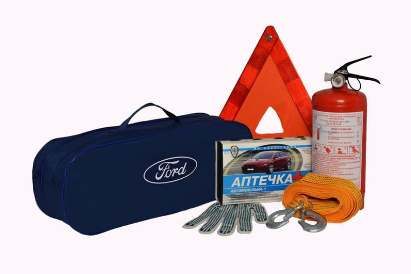 Набор автомобилиста Ford аптечка/трос/огнетушитель 50х18х17 см Blue (117953)