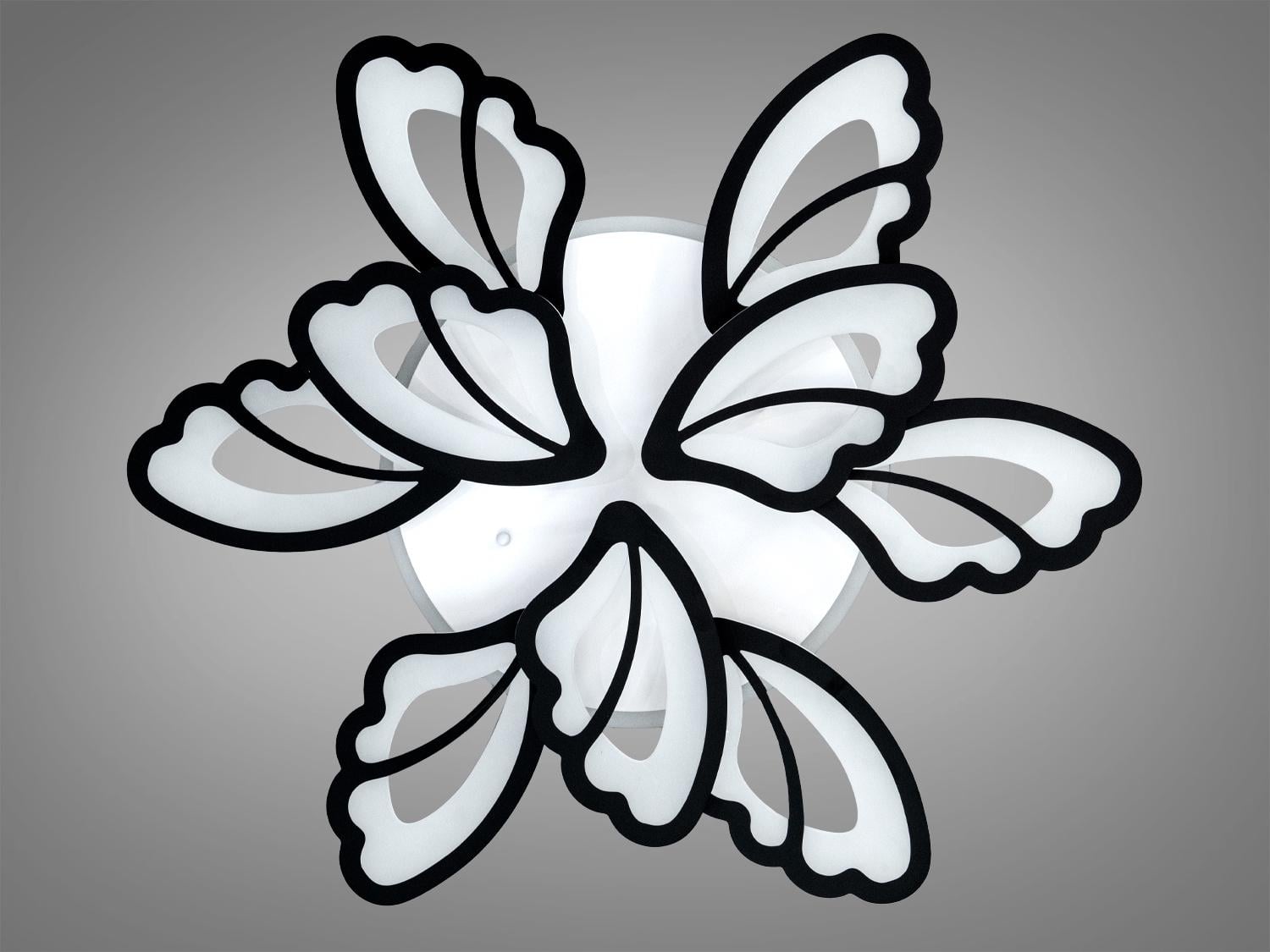 Люстра стельова LED 140Вт/світлодіодне підсвічування димер пульт Чорний (8166/6+3BK 3col dim)