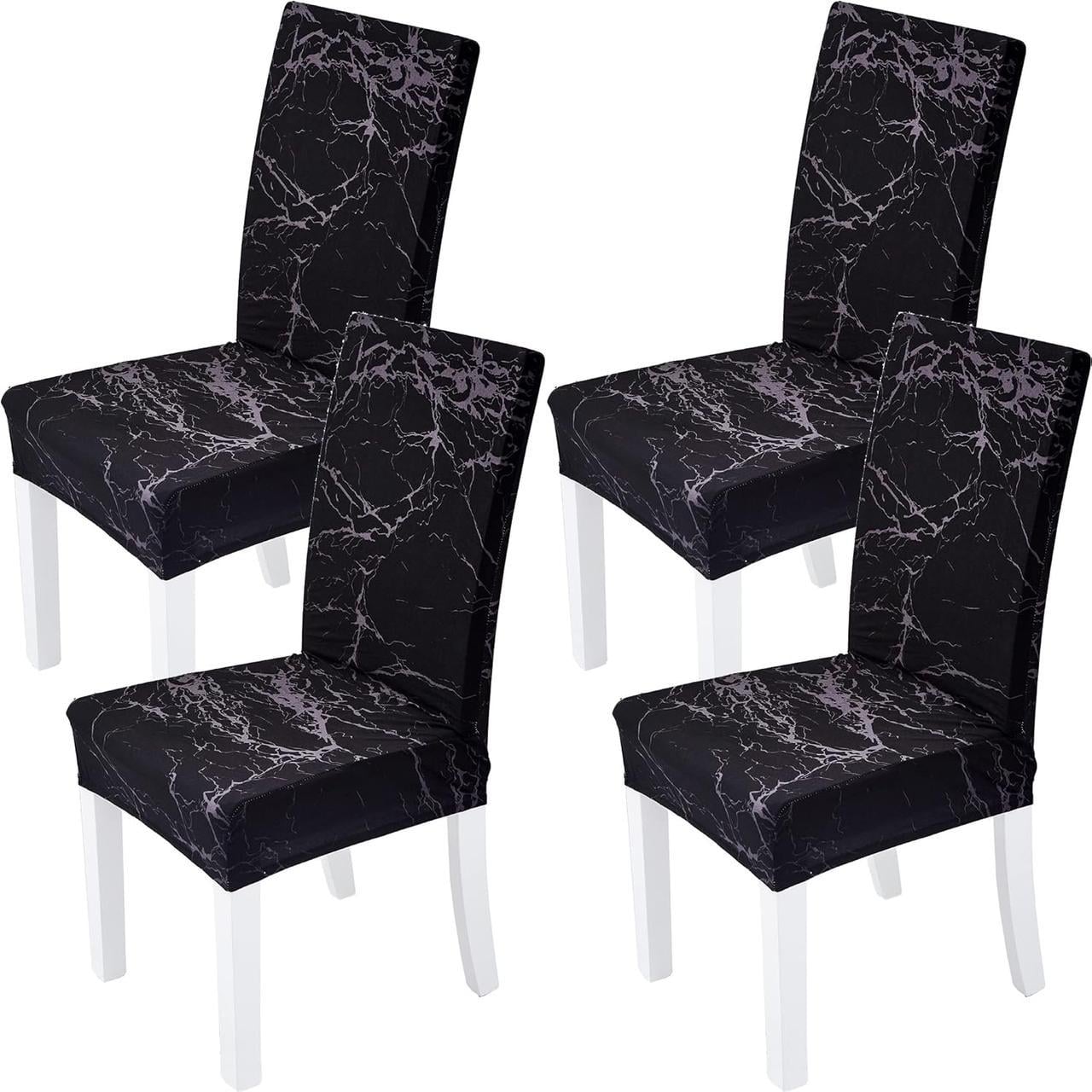 Набір чохлів для стільців Marble Pattern 4 шт. Чорний мармур (2523946660)