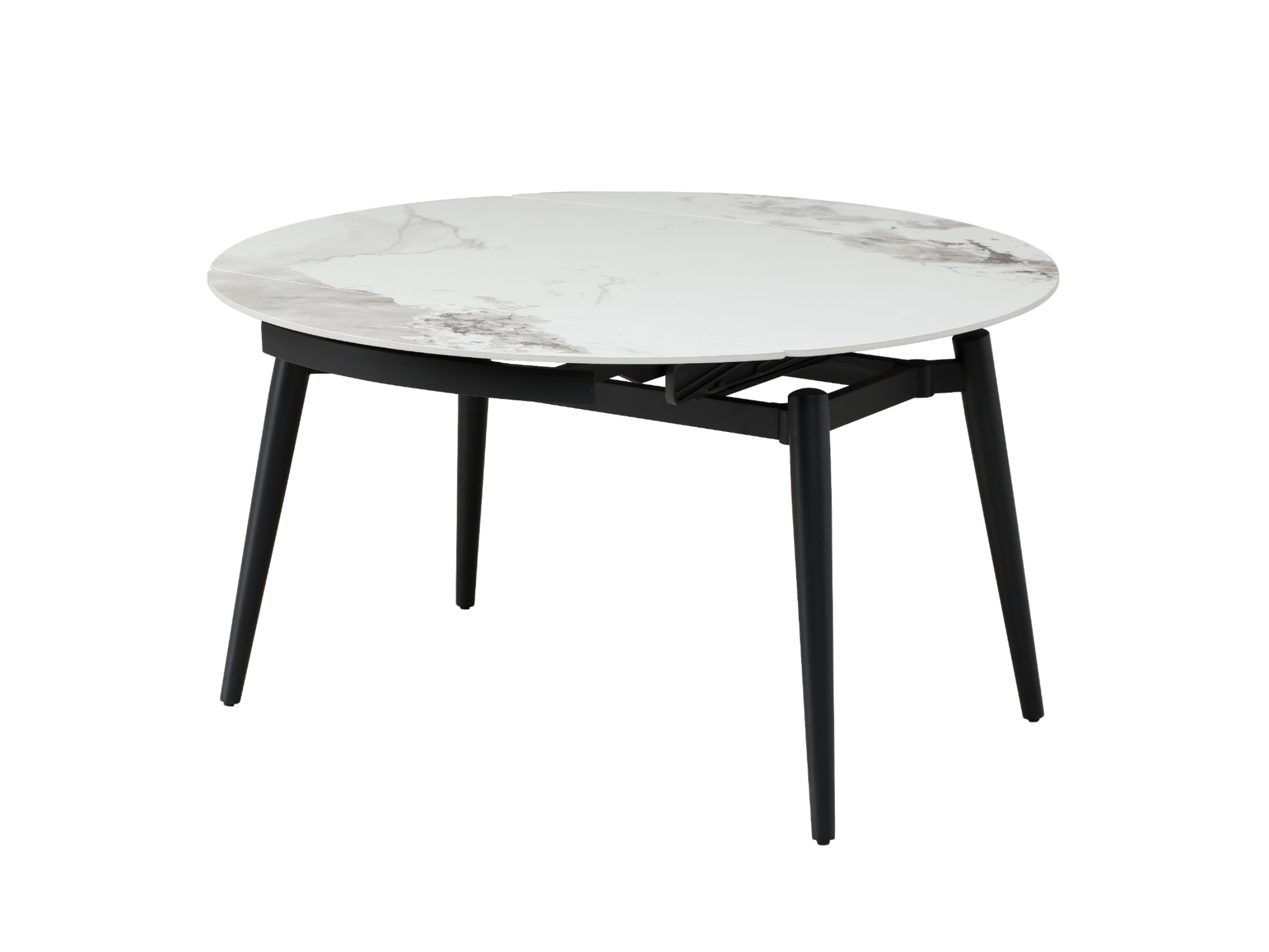 Обеденный стол керамический Vetro Mebel Беллуно TML-1345 85-135х135х76 см Инвизибл грей/Черный