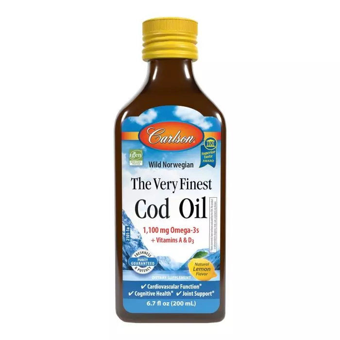 Жир печени дикой норвежской щепы Carlson Labs Cod Liver Oil вкус лимона 200 мл (CL2101)