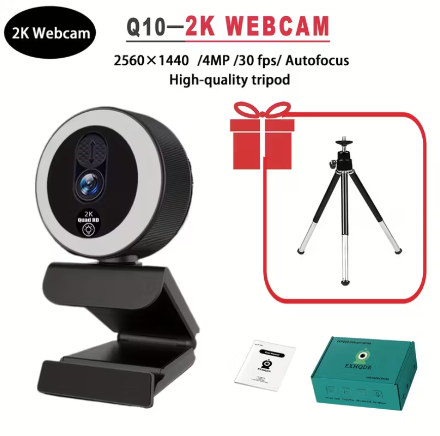 Веб-камера з мікрофоном зі штативом та автофокусом 2K FullHD (ВШТ46) - фото 9 Веб-камера з мікрофоном зі штативом та автофокусом 2K FullHD (ВШТ46) - фото 9