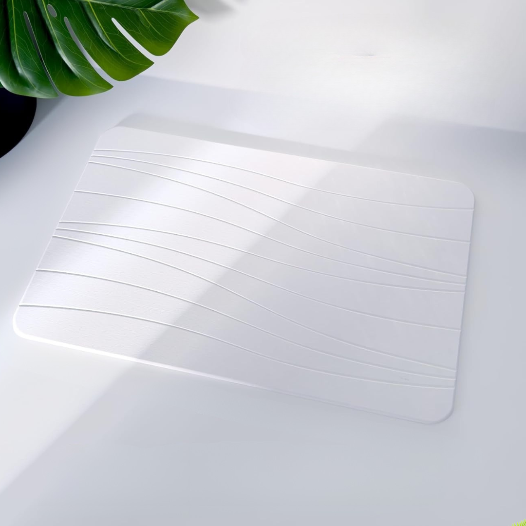 Коврик универсальный для душа и ванной комнаты/кухни/прихожей каменный из диатомита 60х39 см Белый