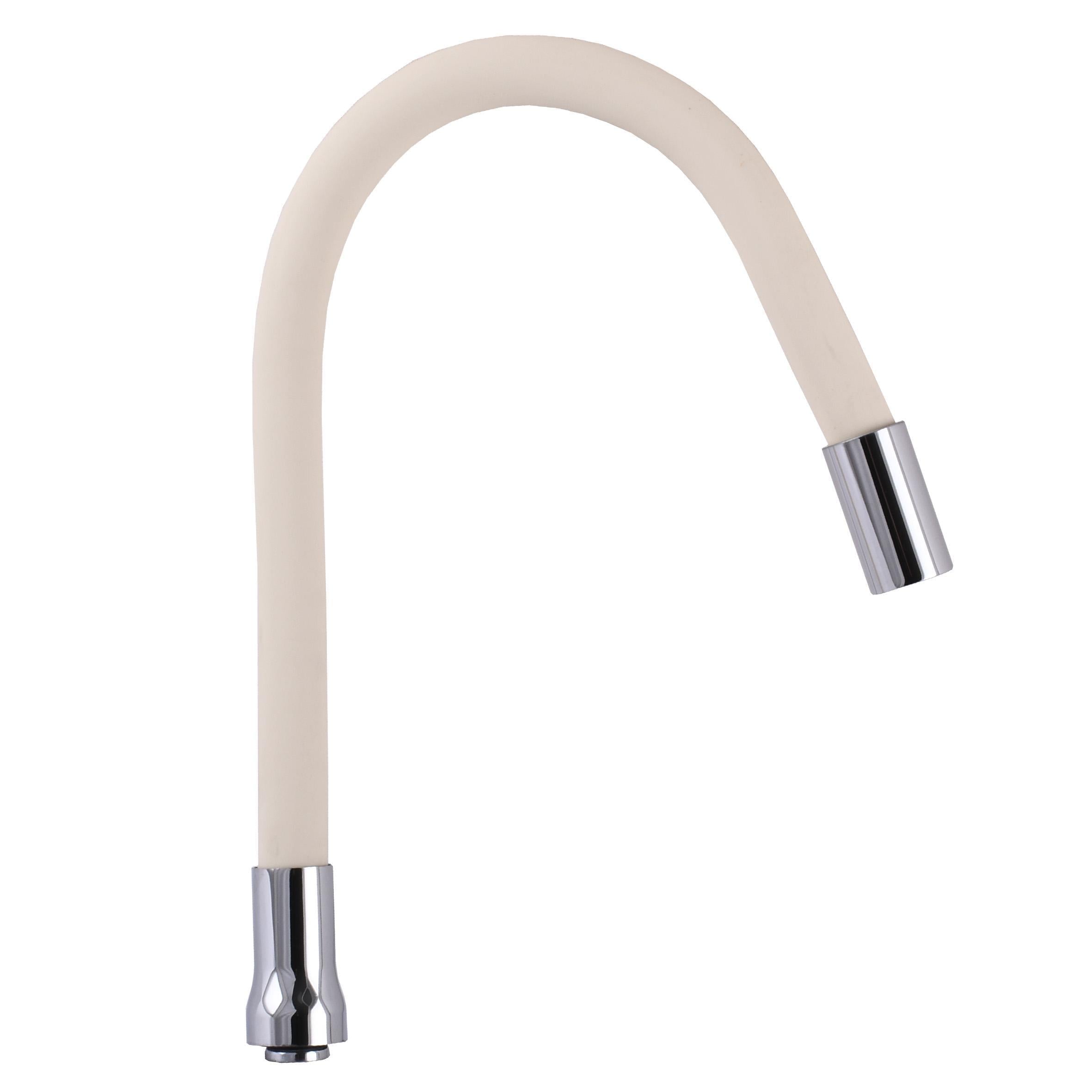 Излив смесителя GLR-BEIGE-55 для кухни гофрированный с аэратором силикон 3/4"ВН Слоновая кость (000024607)