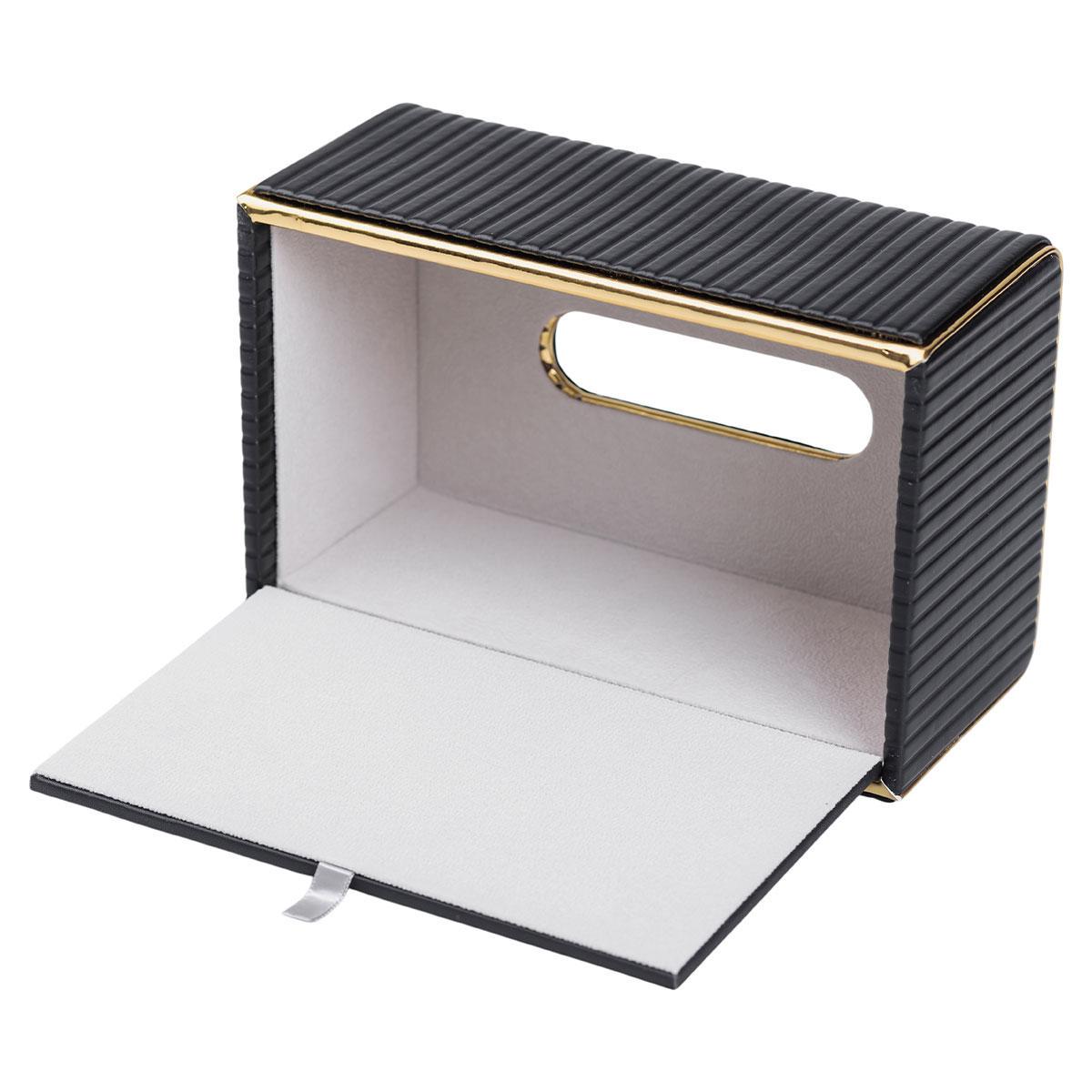 Серветниця з екошкіри прямокутна HP-3-203B 21,5х13х9 см Чорний (A-033502) - фото 4 Серветниця з екошкіри прямокутна HP-3-203B 21,5х13х9 см Чорний (A-033502) - фото 4