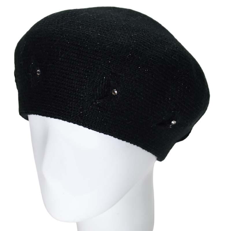 Берет женский Lirus Мариса двойной полушерстяной с люрексовой нитью Черный (119034)