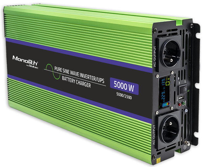 Інвертор 12 230 QOLTEC із чистою синусоїдою та зарядним пристроєм 5000 Вт (2328871139) - фото 8 Інвертор 12 230 QOLTEC із чистою синусоїдою та зарядним пристроєм 5000 Вт (2328871139) - фото 8