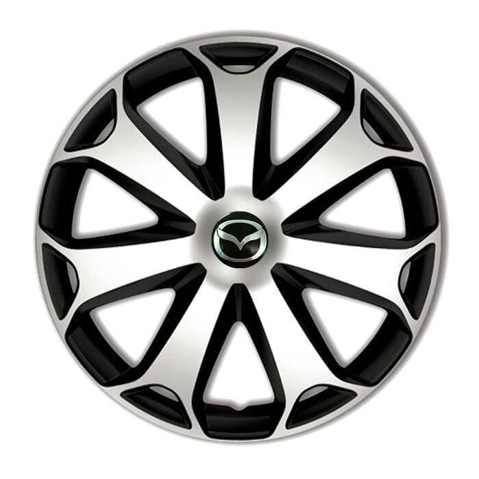 Ковпаки для коліс 4 Racing Mega Silver/Black R13 з логотипом Mazda 4 шт.