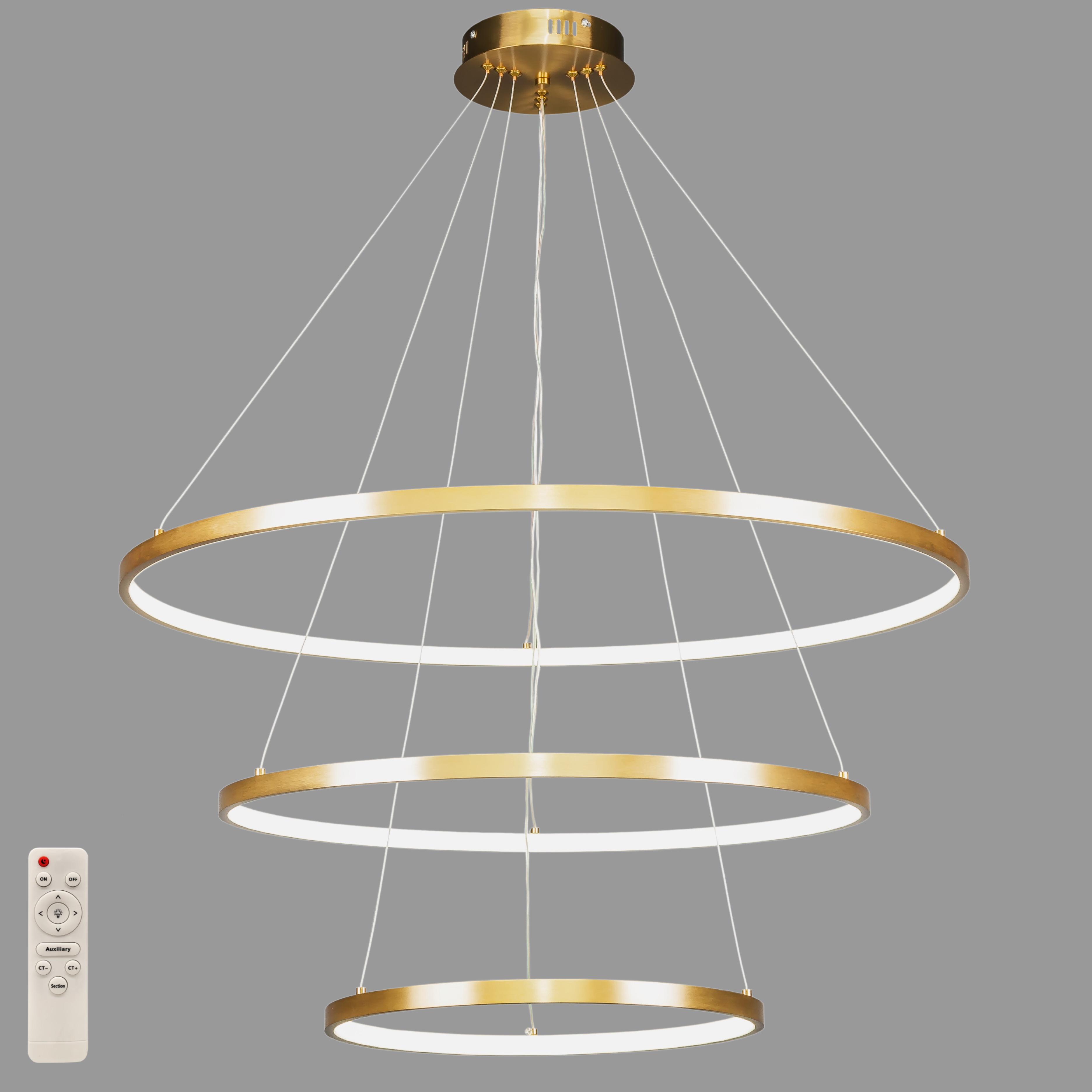 Люстра Circle кільцева світлодіодна подвійна 40х60х80 см Білий (52-9832-3A 400+600+800)