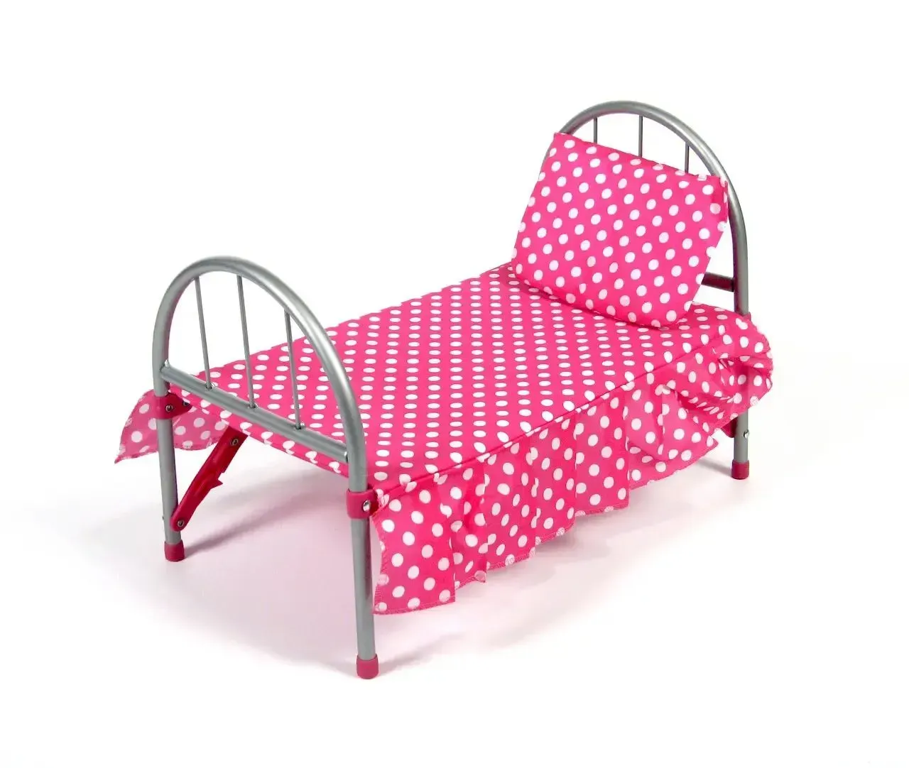 Кроватка для куклы складная из металла 45x25x32 cм Розово-серый (150-98-9342)