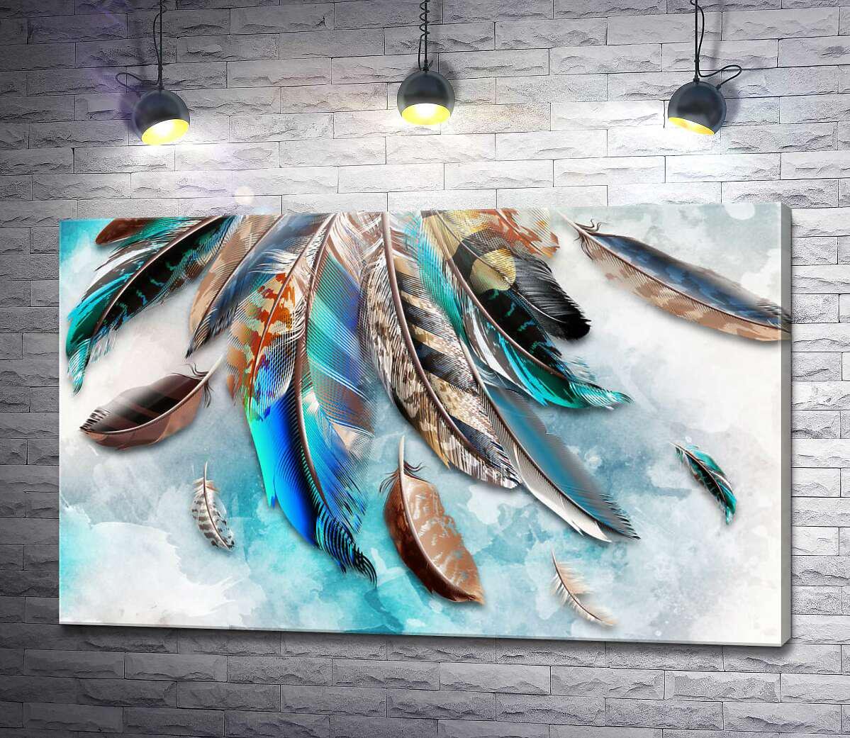 Картина ArtPoster Яркие разноцветные перья 100x63 см Модуль №1 (003804)