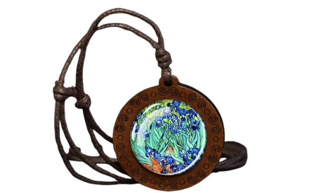 Підвіска дерев'яна із скляною вставкою Іриси (00156)