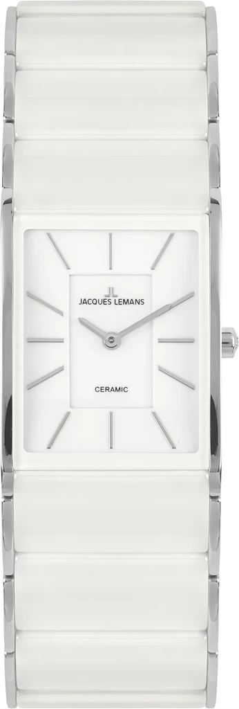 Наручные часы женские Jacques Lemans High-Tech Ceramic 1-1940B со стальным корпусом/сапфировым стеклом WR 50 м и белым циферблатом Наручные часы женские Jacques Lemans High-Tech Ceramic 1-1940B со стальным корпусом/сапфировым стеклом WR 50 м и белым циферблатом