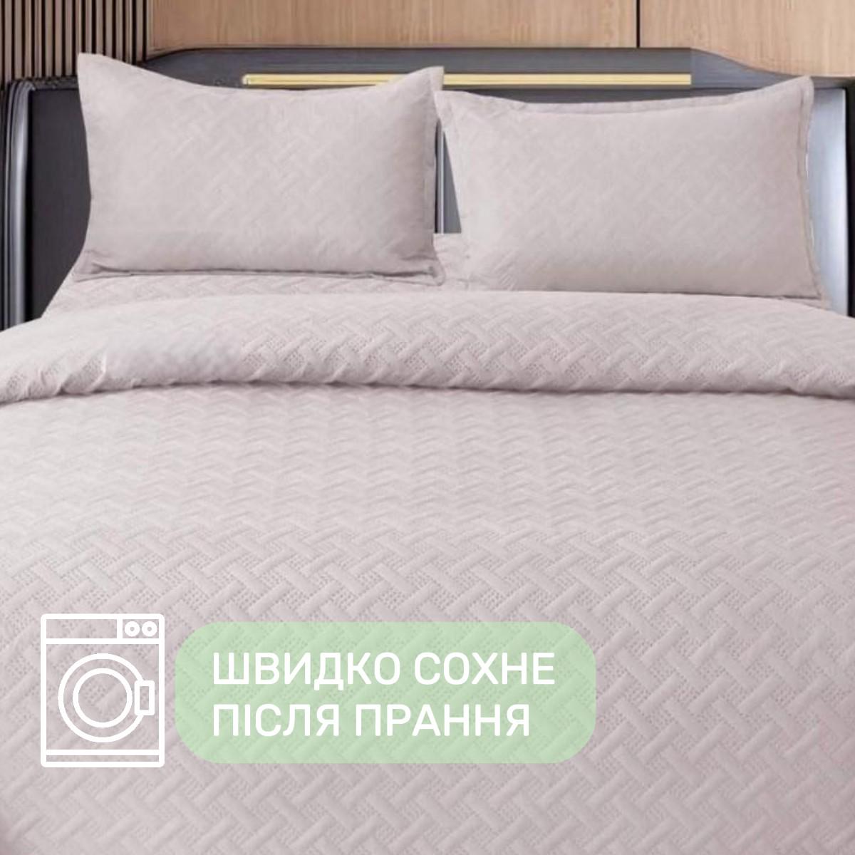 Покрывало стеганое и 2 наволочки с подушками Koloco 100% хлопок евро 200х230 см Айвори (41707) - фото 3 Покрывало стеганое и 2 наволочки с подушками Koloco 100% хлопок евро 200х230 см Айвори (41707) - фото 3