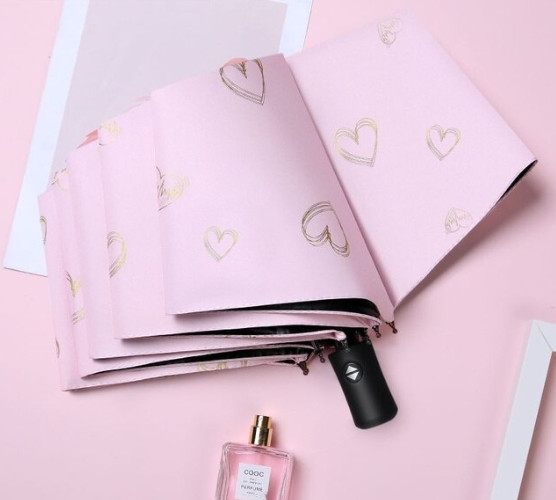 Парасоля міні складана 7838 95 см серце Рожевий (4399230)