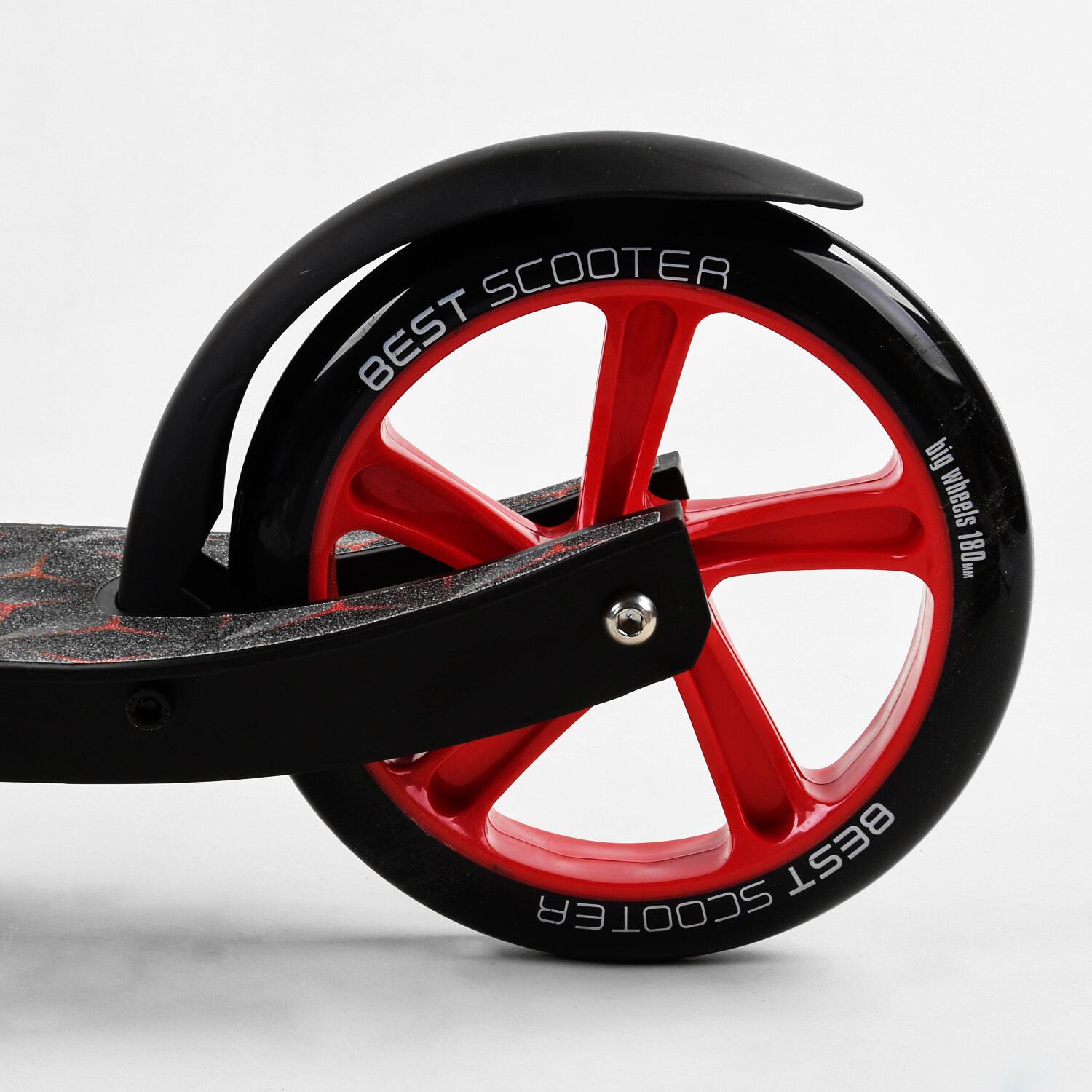 Самокат двухколесный Best Scooter колеса PU складной амортизатор Black/Red (103455) - фото 5