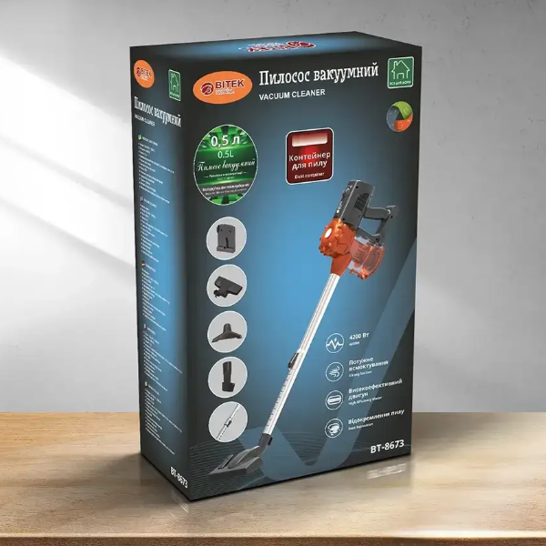 Пилосос вертикальний без мішка ручний Bitek 4200 Вт - фото 10 Пилосос вертикальний без мішка ручний Bitek 4200 Вт - фото 10