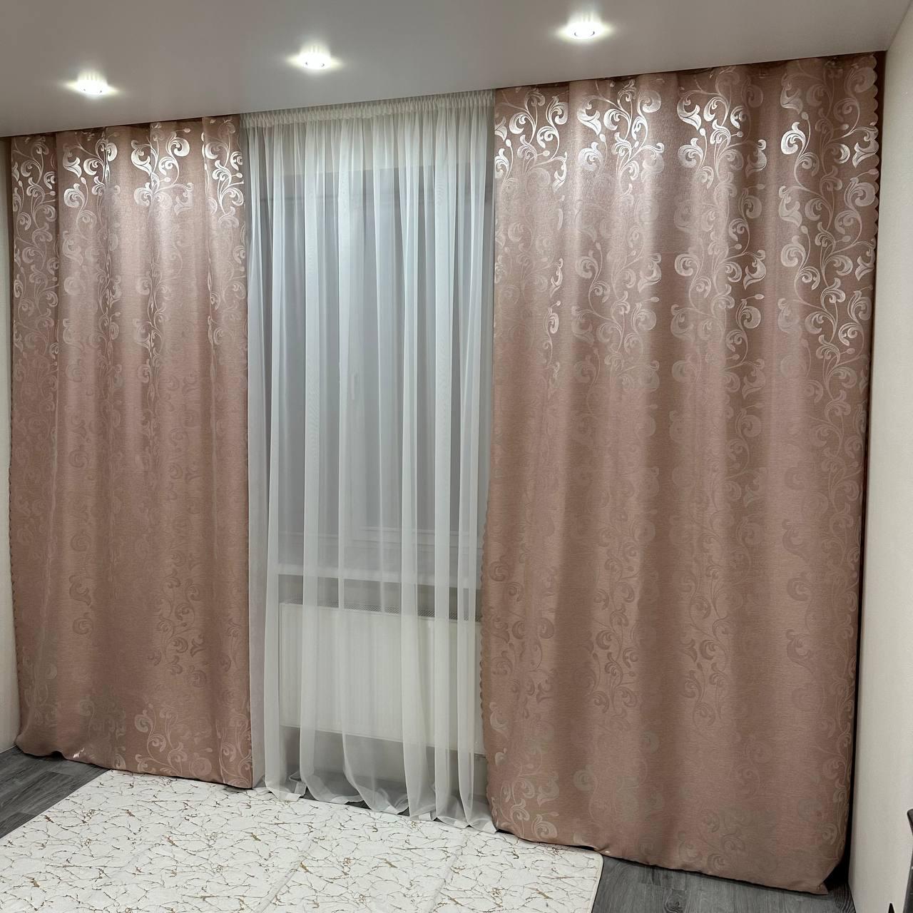 Штори Toscana жаккардові 1,5х2,7 м 2 шт. Пудровий - фото 9 Штори Toscana жаккардові 1,5х2,7 м 2 шт. Пудровий - фото 9