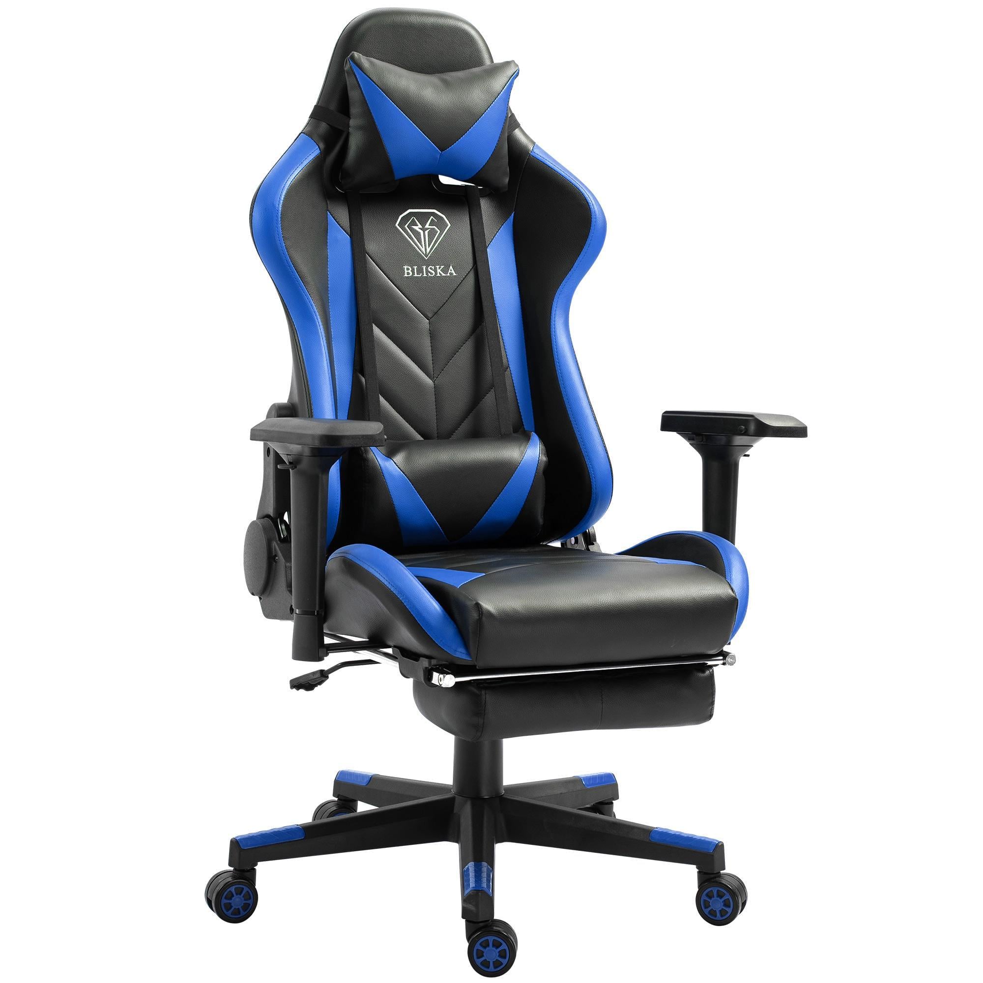 Геймерское кресло игровое с подставкой для ног до 120 кг Синий (ts-bs5903-1)