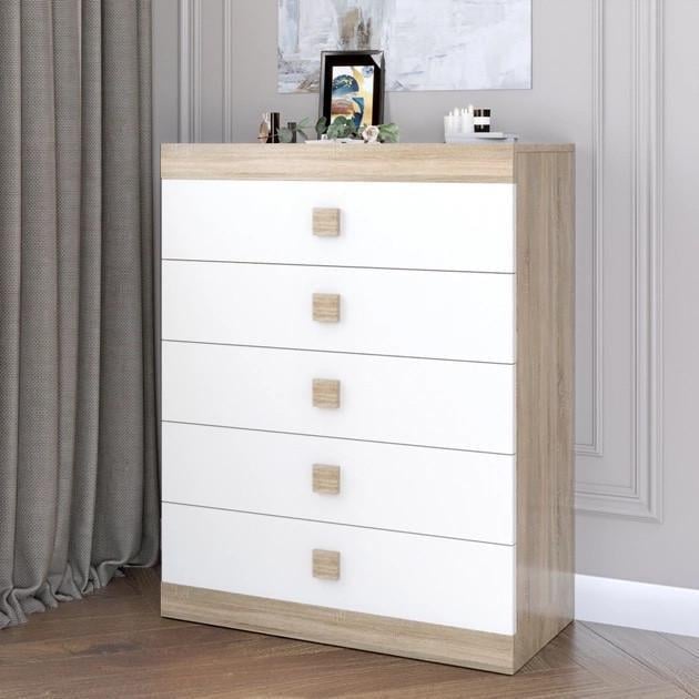 Комод Эверест Соната-2 5 ящиков Дуб сонома/Белый (е-20142)