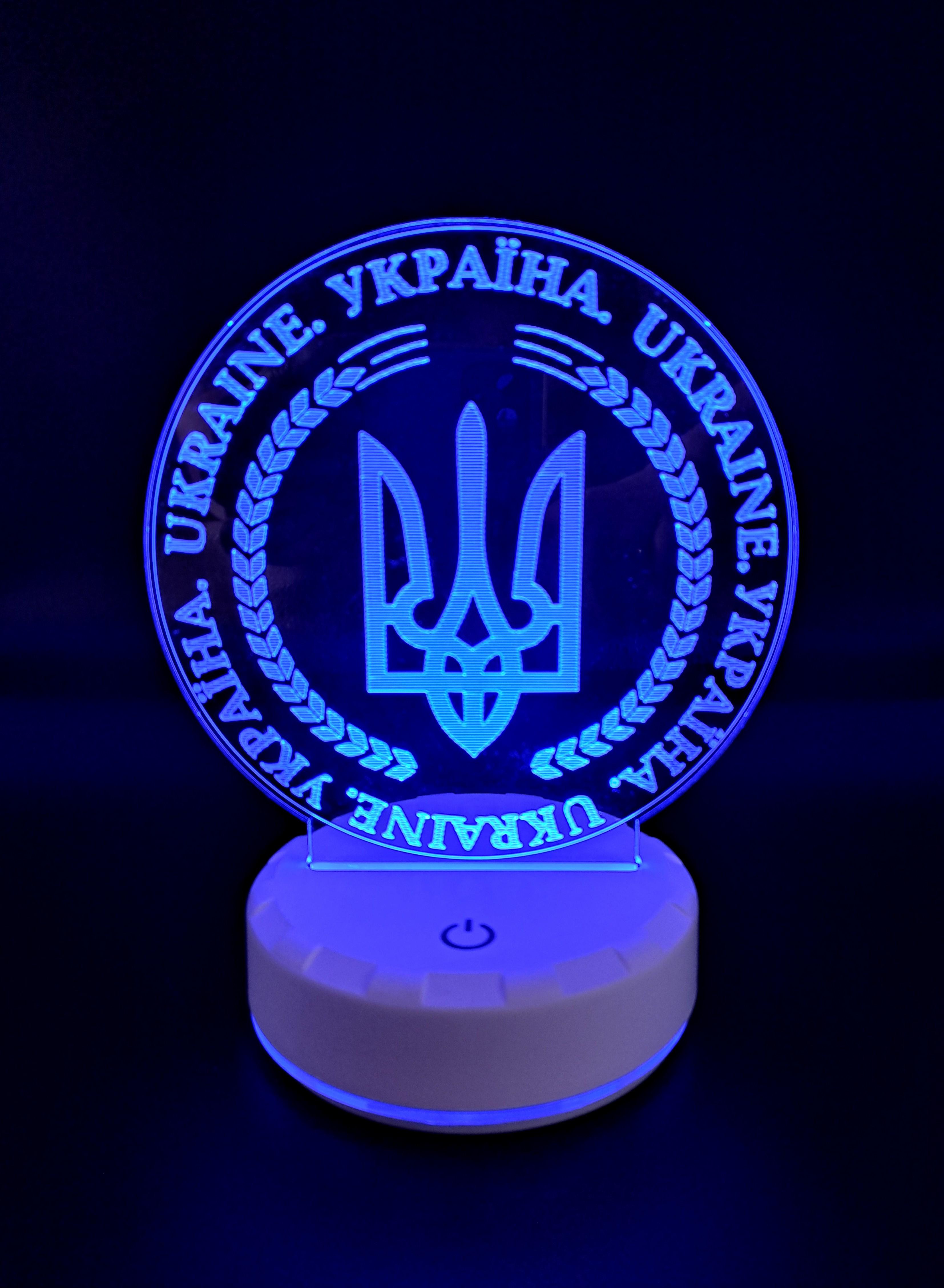 Ночник 3D LED Герб Украины/Тризуб 16 цветов с аккумулятором (12481482) - фото 3