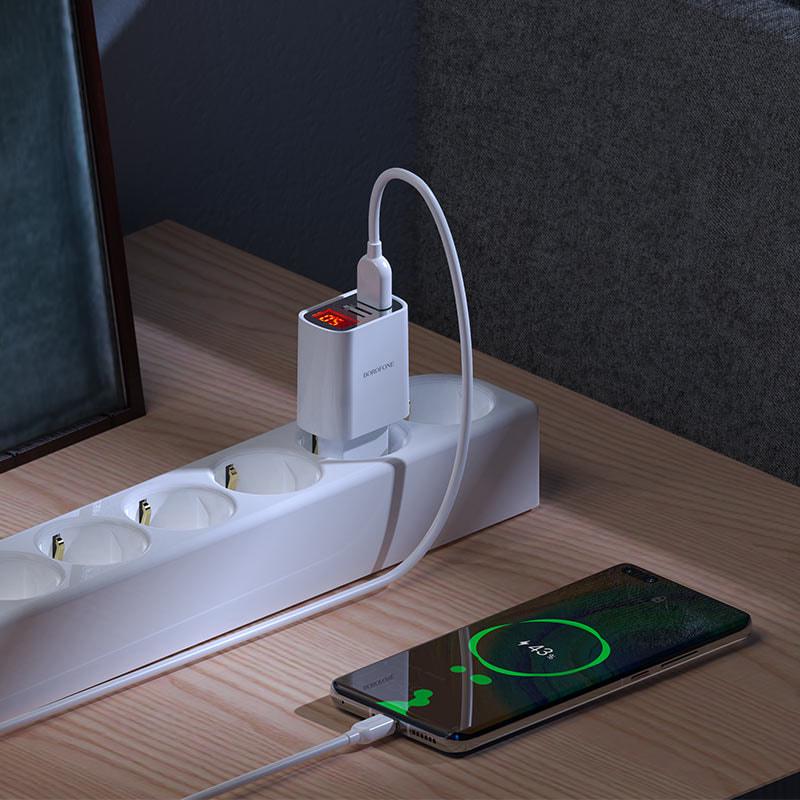 Устройство зарядное Borofone BA58A 2 USB 2,4A кабель Type-C White (36726) - фото 6