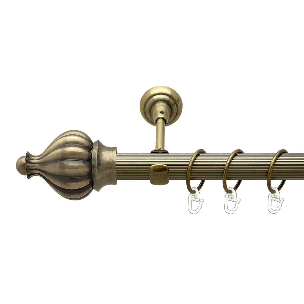 Карниз металлический Orvit Таджа однорядный открытый/рифленая труба/кольцо металлическое Антик 25 мм 240 см (00-00017643)