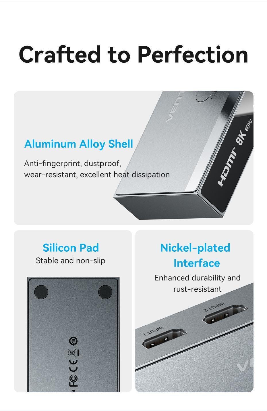 Комутатор Hdmi Vention алюмінієвий 3 1 Сірий (AKRH0) - фото 17 Комутатор Hdmi Vention алюмінієвий 3 1 Сірий (AKRH0) - фото 17