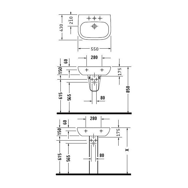 Умивальник підвісний Duravit D-Code 55х43 см Білий (23105500002) - фото 2