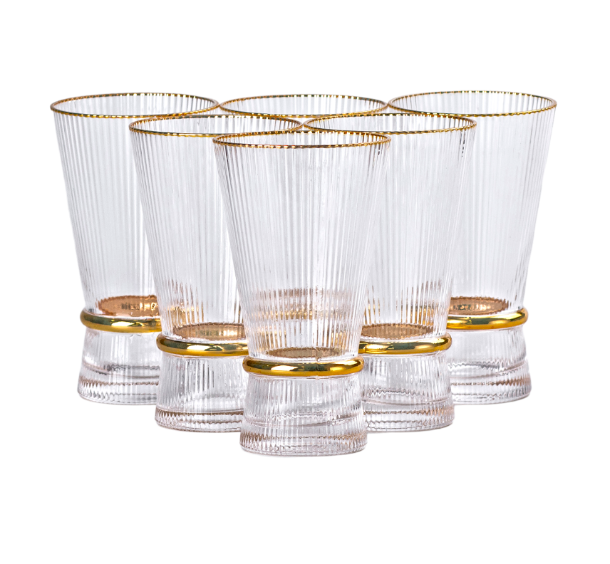 Набір склянок Stunning високих 6 шт. по 400 мл Прозорий/Золотий - фото 2
