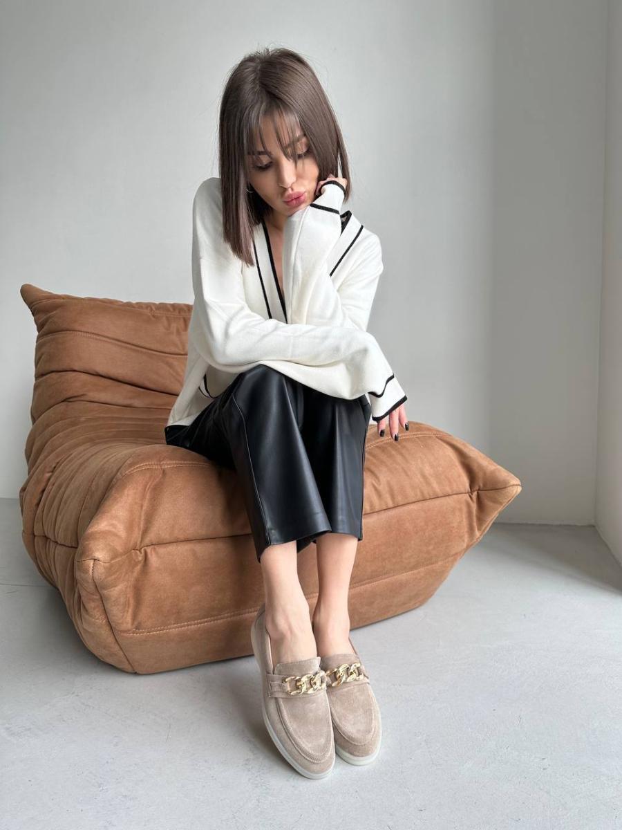 Лоферы женские замшевые на низком ходу р. 41 Песочный (8518-2/41) - фото 3