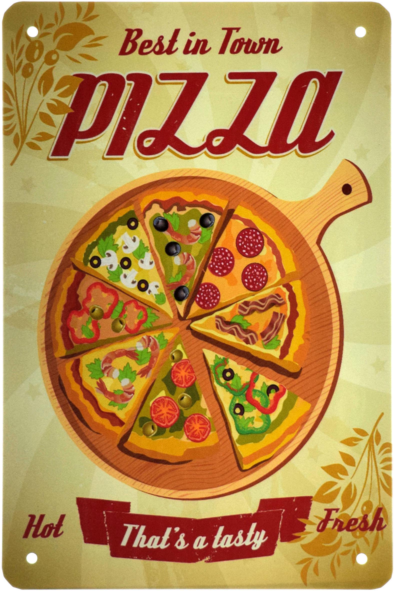 Табличка металлическая Пицца Горячая, Свежая/Pizza Hot That's A Tasty Fresh 20x30 см