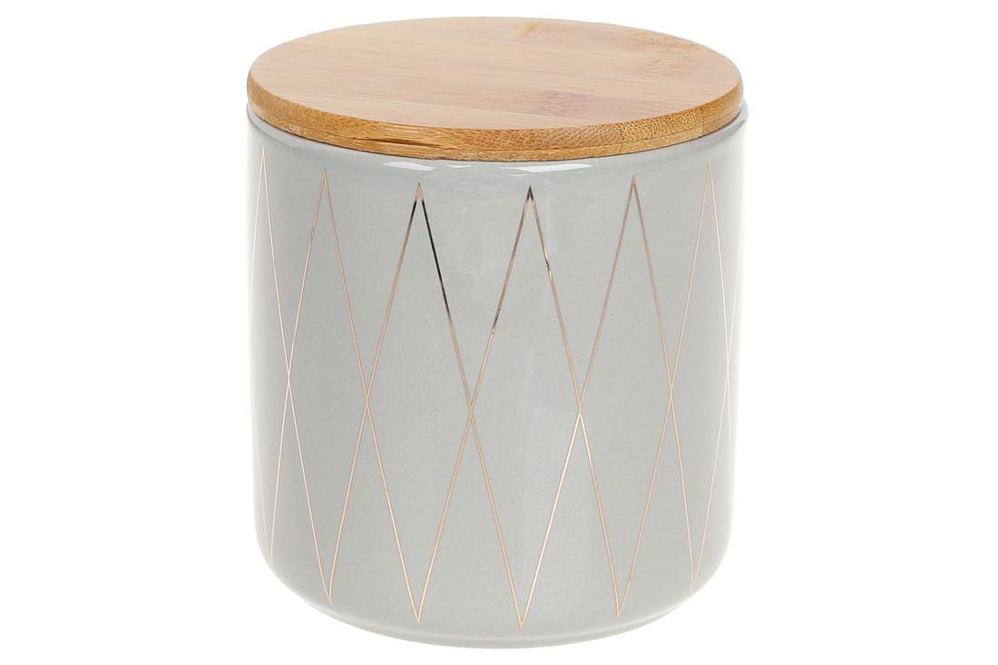 Банка керамическая BonaDi Ромбы с бамбуковой крышкой 0,6 л (304-913)