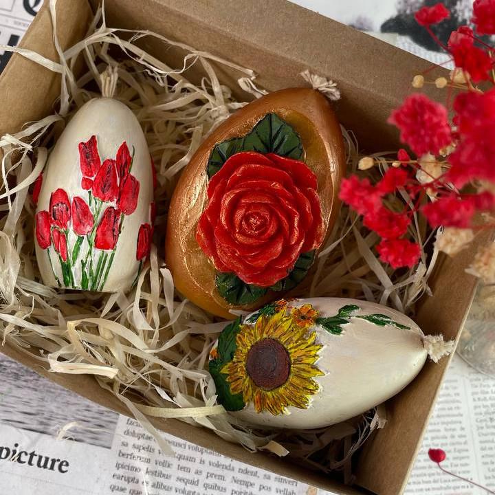 Набор пасхальных цветочных свечей (1424)