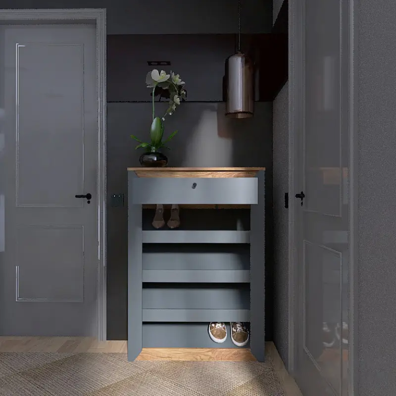 Тумба для обуви Эверест Нордик 800 Графит/Дуб крафт золотой (26843916) - фото 3