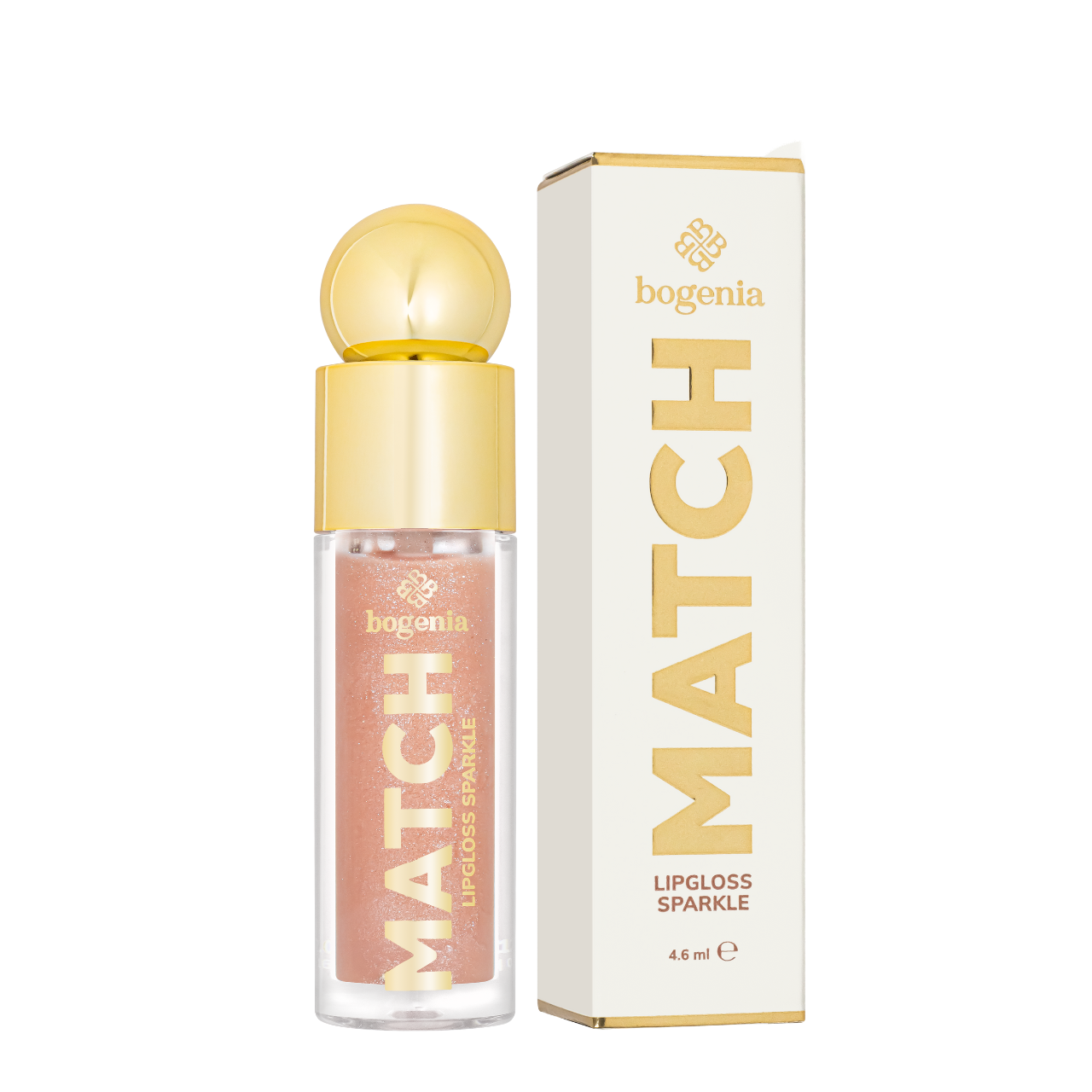 Блиск для губ Bogenia Match Lipgloss Sparkle із шимером стійкий 03 Бежевий (BG712)