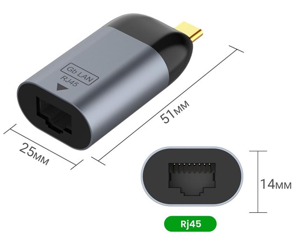 Карта сетевая Type-C to RJ45 Ethernet Addap UC2RJ45-01 для интернет подключения до 1 Гбит/с - фото 4